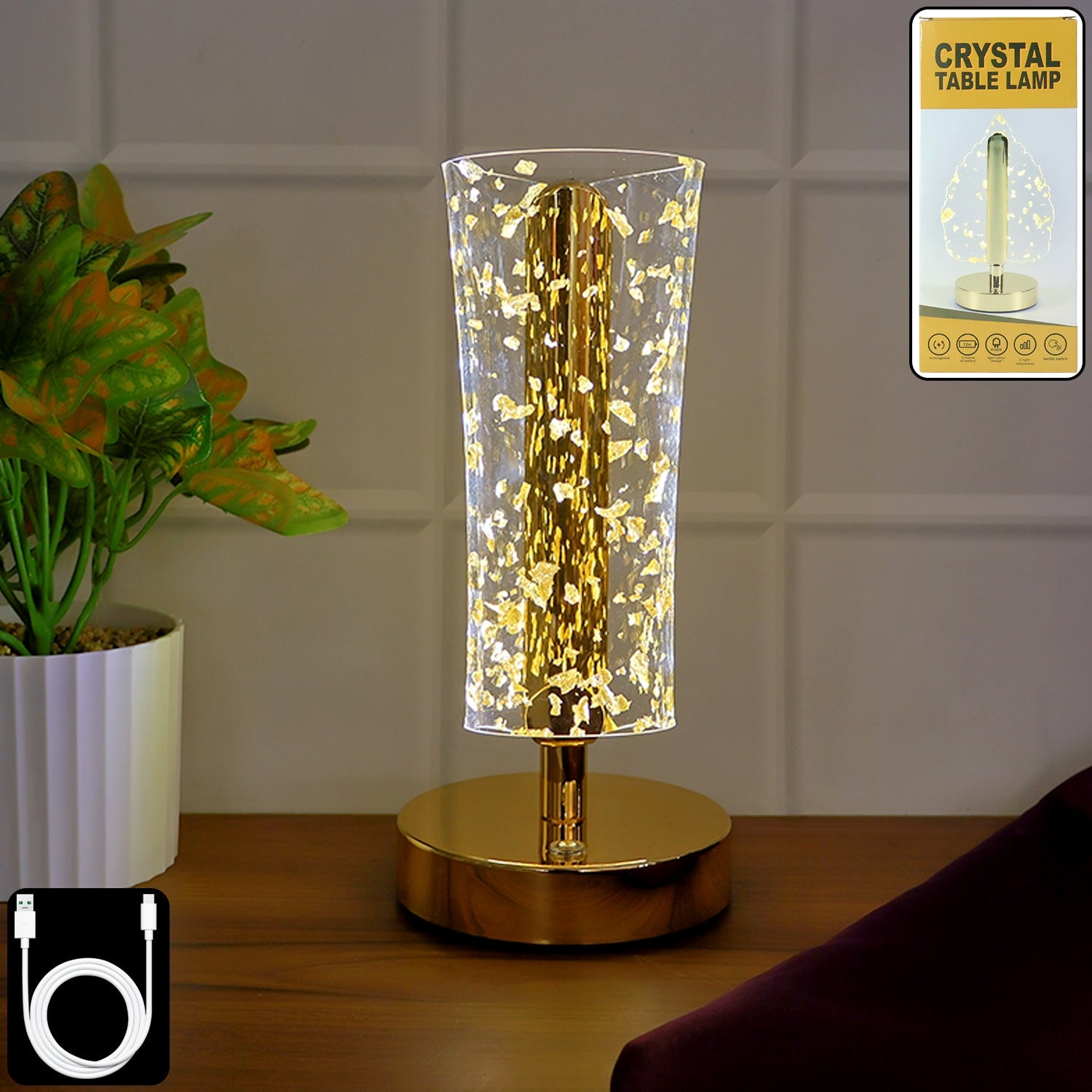 Luxury Golden Crystal LED Table Lamp (1 Pc) Luxury Golden Crystal LED Table Lamp (1 Pc)